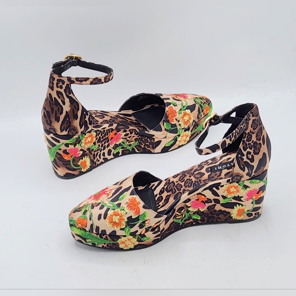 NATORI Artsy Chikayo Satin Embroidery Espadrille In Chestnut Size 7 M - Picture 10 of 17
